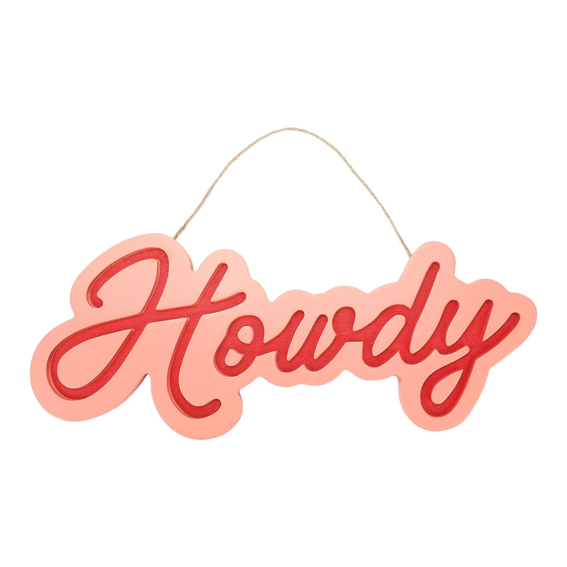 slide 1 of 1, Packed Party Pink Howdy Hanging Wall Sign, 16 in x 14 in