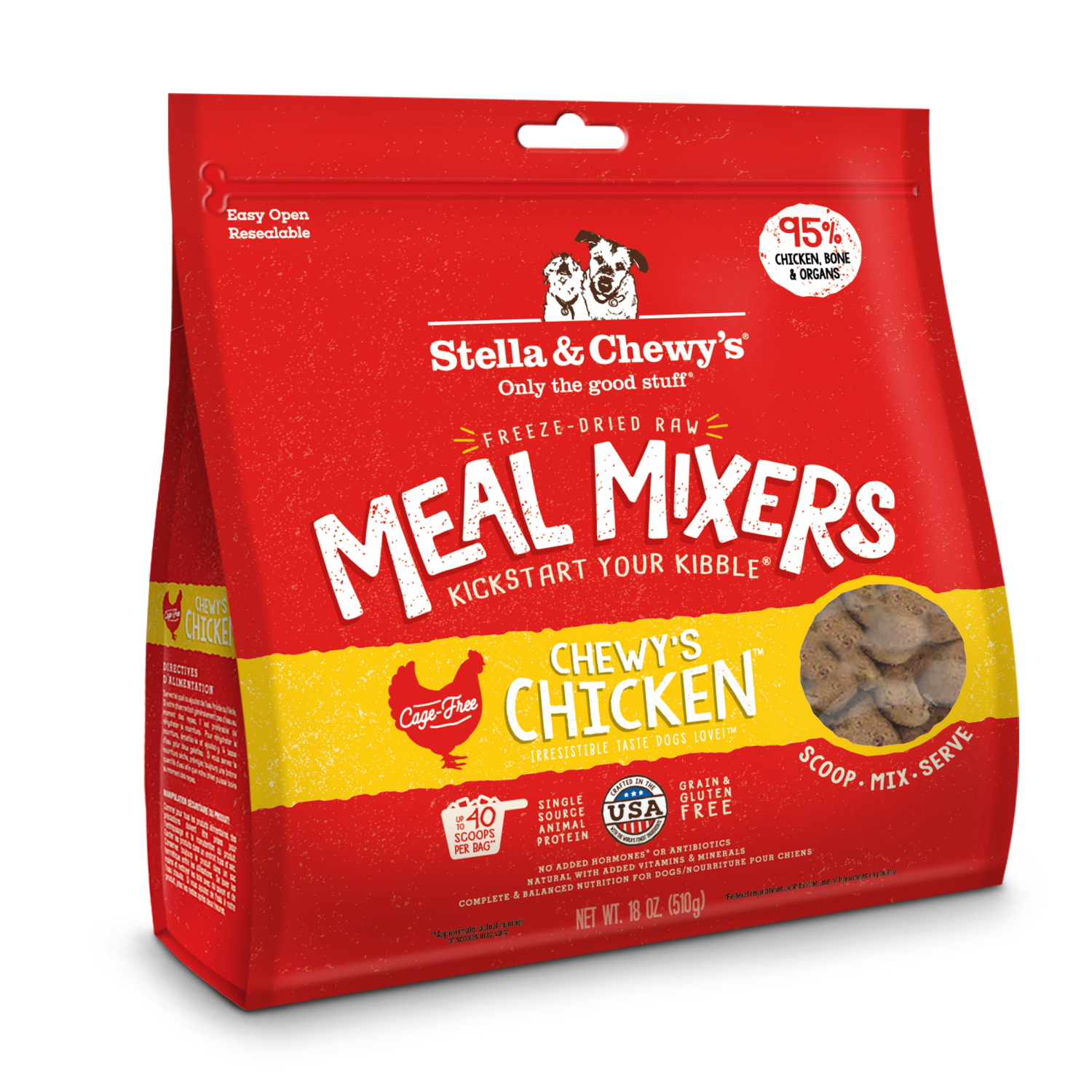 slide 1 of 7, STELLA & CHEWYS Stella & Chewy's Freeze-Dried Raw Meal Mixers Dog Food Topper - Chewy's Chicken Recipe - 18 Ounce Bag, 18 oz