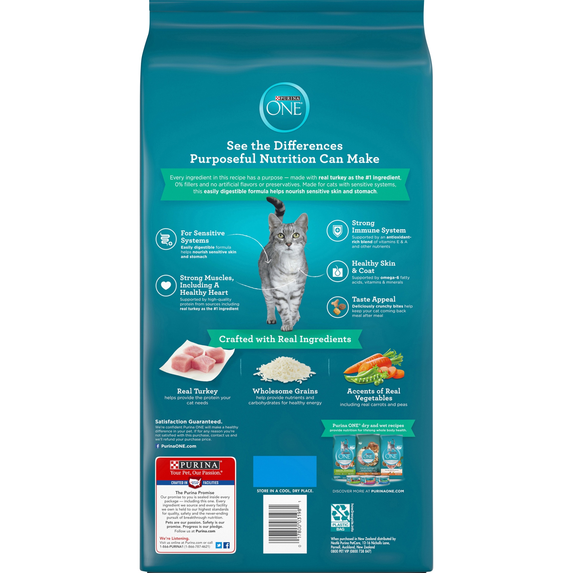 Purina ONE Natural Dry Cat Food, Sensitive Skin & Stomach Formula 7 lb