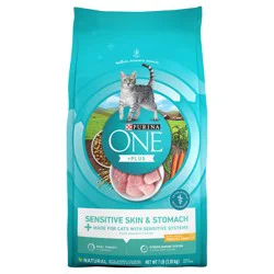 Purina ONE Sensitive Stomach, Sensitive Skin, Natural Dry Cat Food, +Plus Sensitive Skin and Stomach Formula