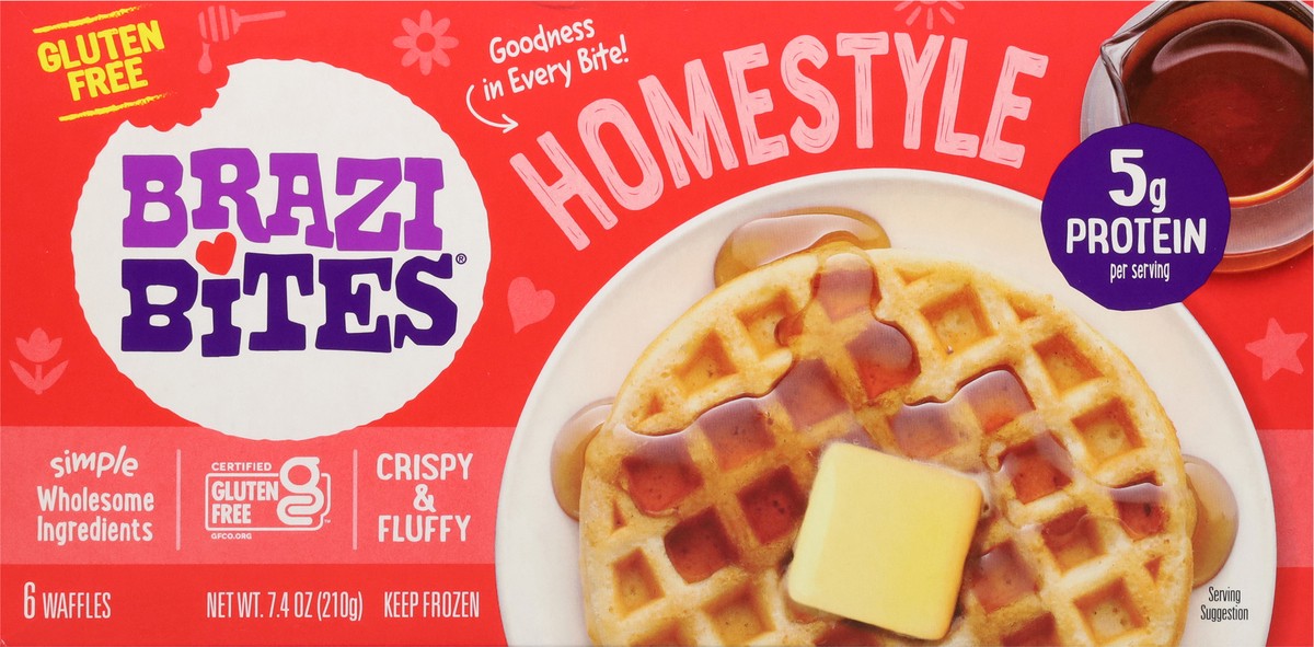 slide 2 of 13, Brazi Bites Homestyle Waffles 6 ea, 6 ct