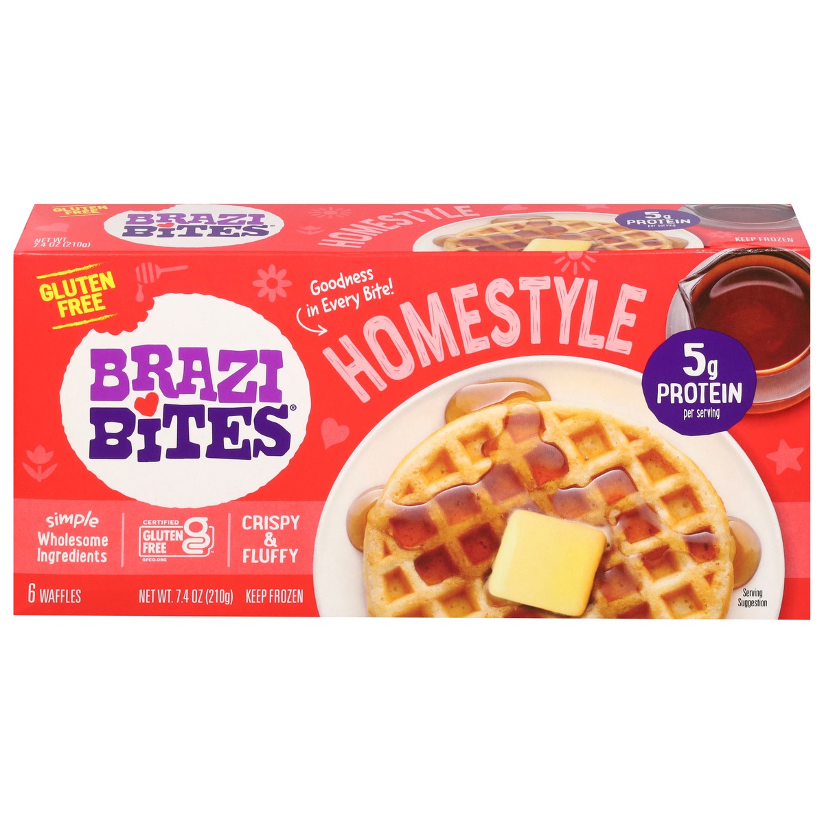 slide 1 of 13, Brazi Bites Homestyle Waffles 6 ea, 6 ct
