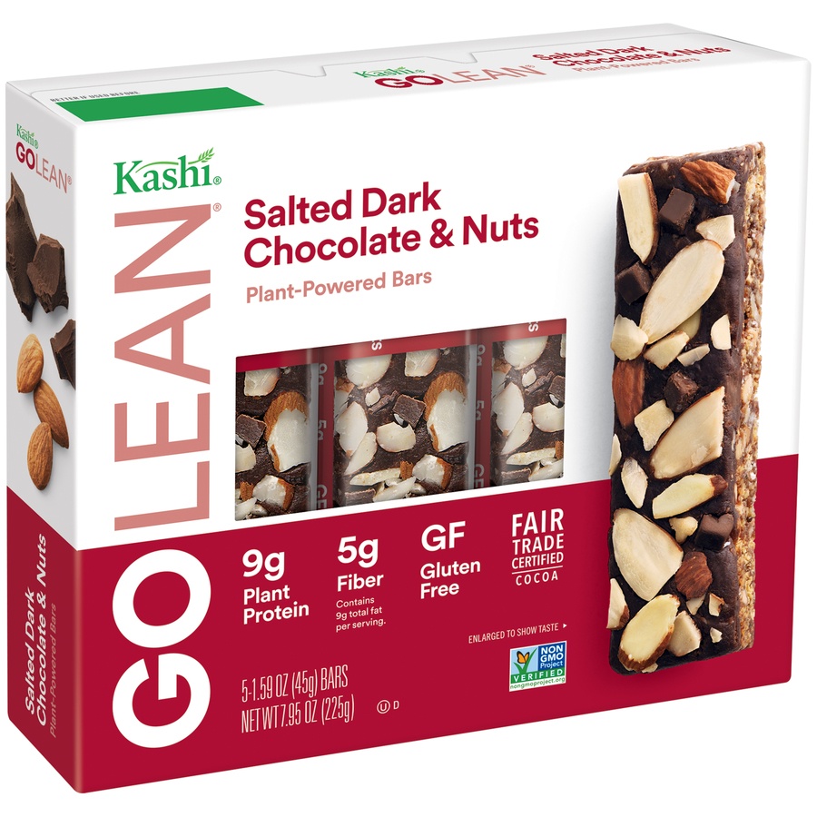 slide 2 of 7, Kashi Go Lean Salted Dark Chocolate & Nuts Bar, 5 ct; 1.59 oz