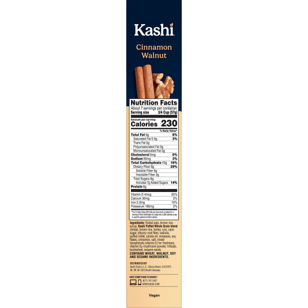 Kashi Cold Breakfast Cereal Cinnamon Walnut, 14.5 oz 14.5 oz Shipt