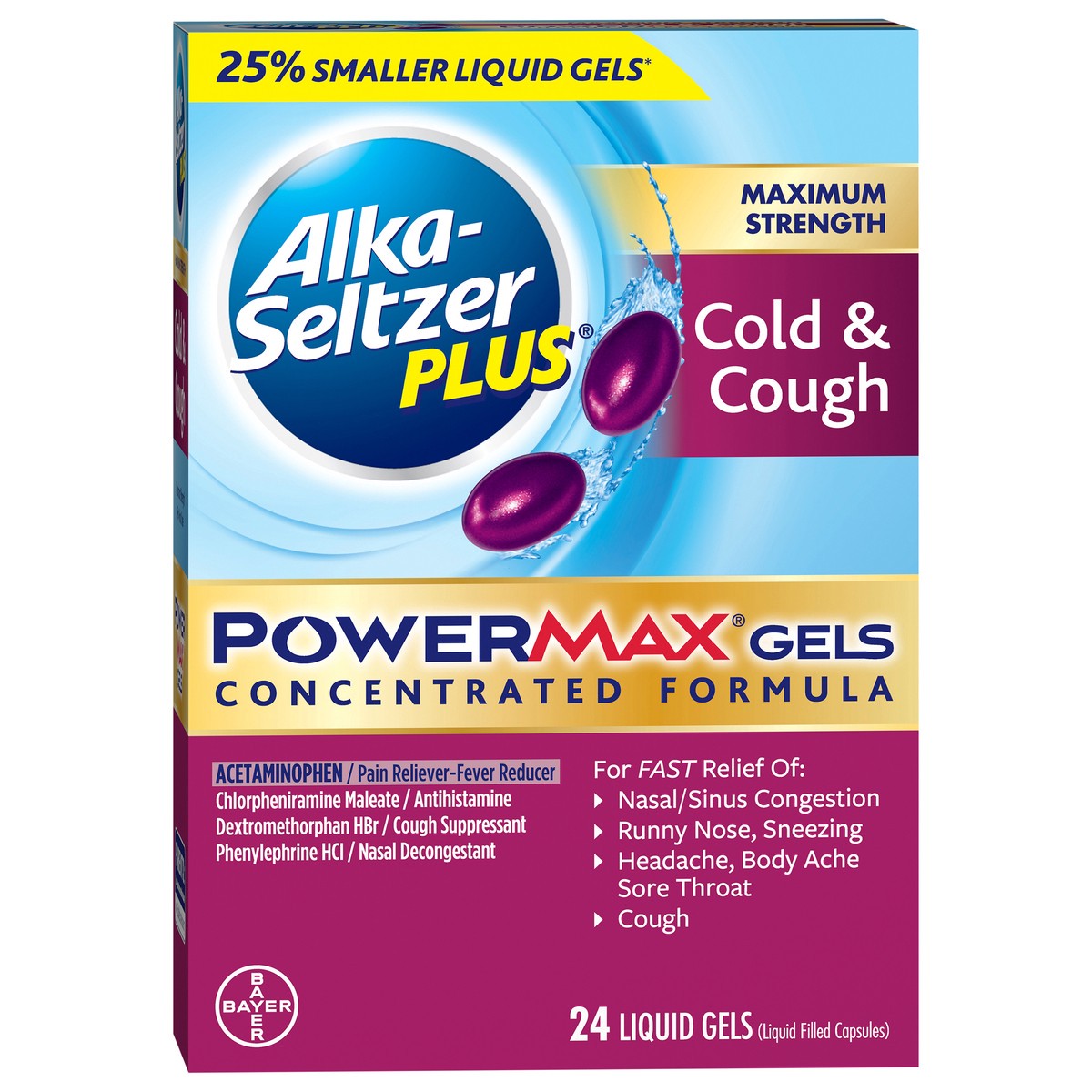 slide 7 of 8, Alka-Seltzer Cold & Cough Powermax Gels, 24 ct