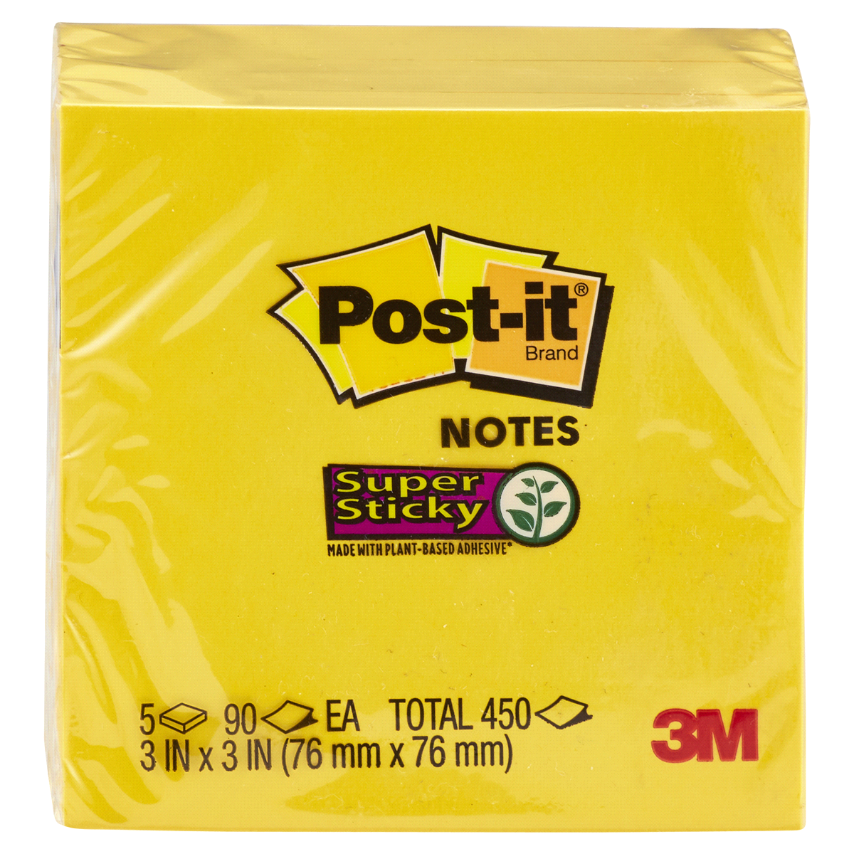 slide 1 of 1, Post-it Super Sticky Notes, 3 in x 3 in, Electric Yellow, 1 ct