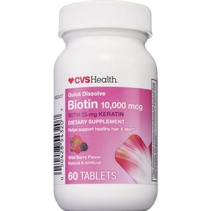 slide 1 of 1, CVS Health Quick Dissolve Biotin Tablets With Keratin, 60 ct; 25 mg
