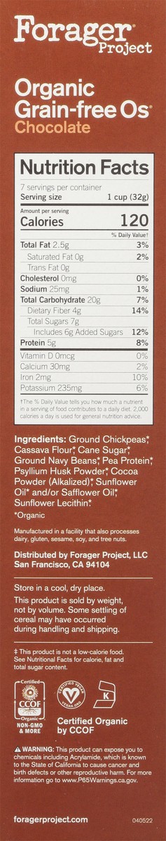 slide 8 of 9, Forager Project Grain-Free Os Chocolate Cereal 8 oz, 8 oz