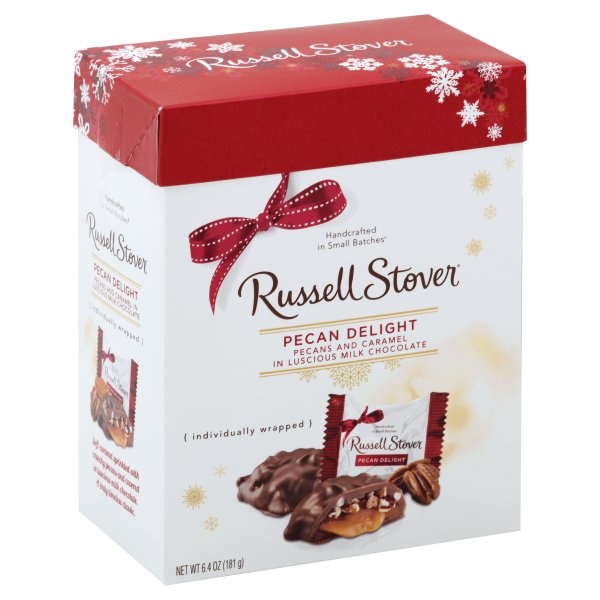 slide 1 of 1, Russell Stover Pecan Delight Holiday Standup Box, 6.4 oz