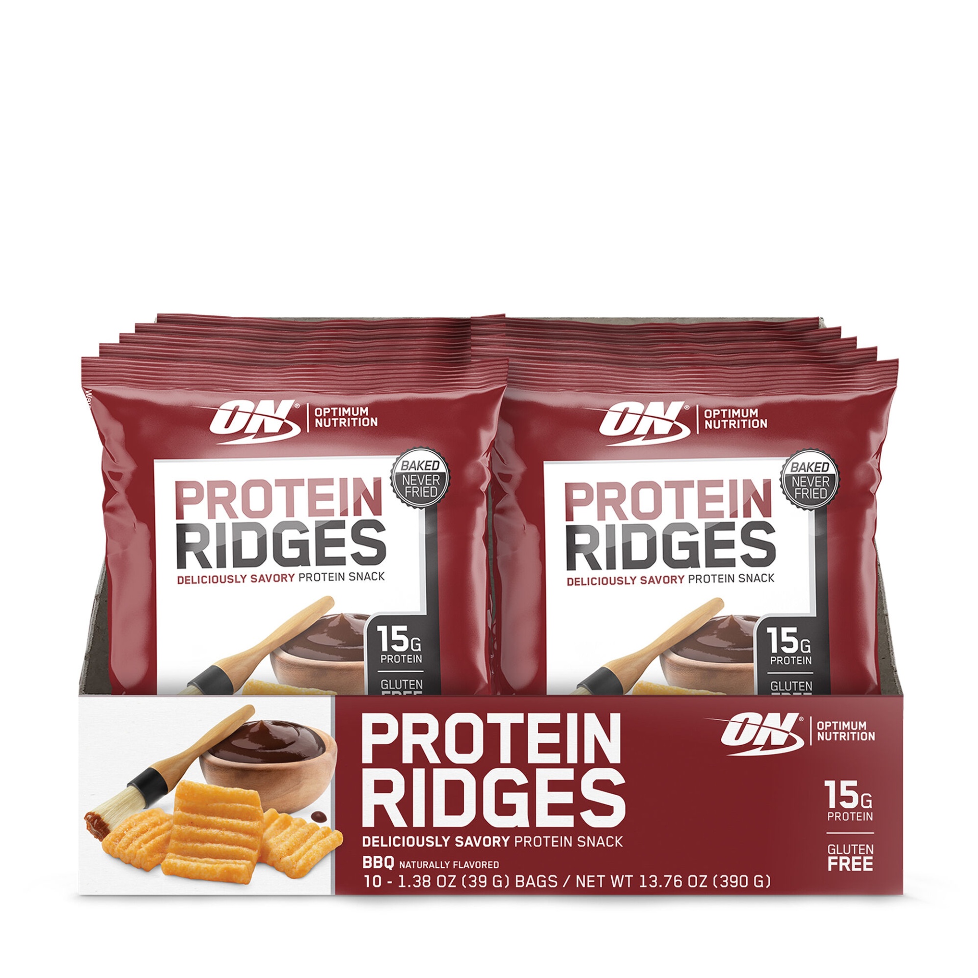 slide 1 of 1, Optimum Nutrition Protein Ridges - BBQ, 10 ct