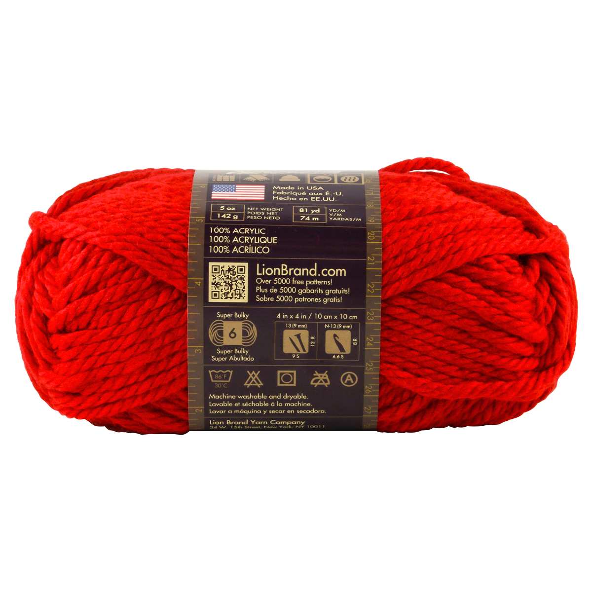 slide 3 of 3, Lion Brand Yarn Hometown USA Cincinnati Red, 64 yd