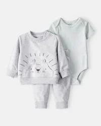 Carter's Baby 3-Piece Lion Little Pullover Set - Grey/Green - NB