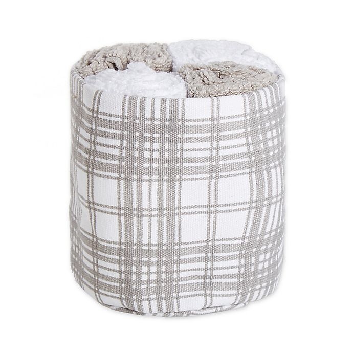 slide 1 of 1, Winter Wonderland Xmas Plaid Wash Towels - White and Nickel, 4 ct