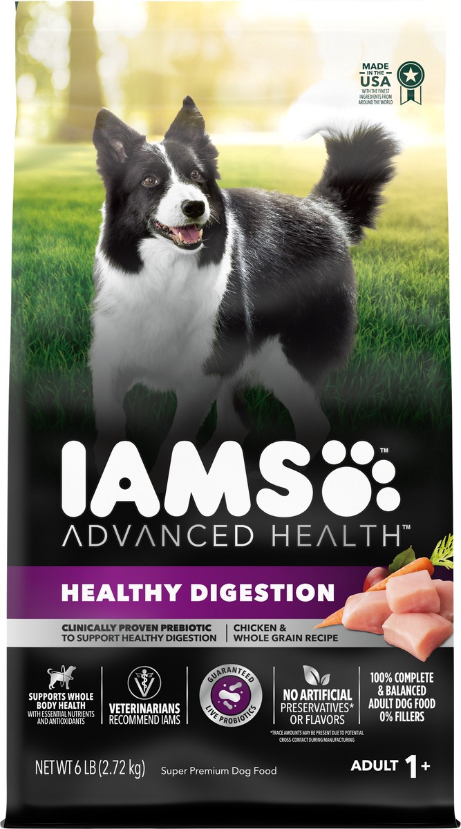 slide 4 of 9, IAMS Advanced Health Adult Healthy Digestion Dry Dog Food With Real Chicken, 6 Lb. Bag, 6 lb
