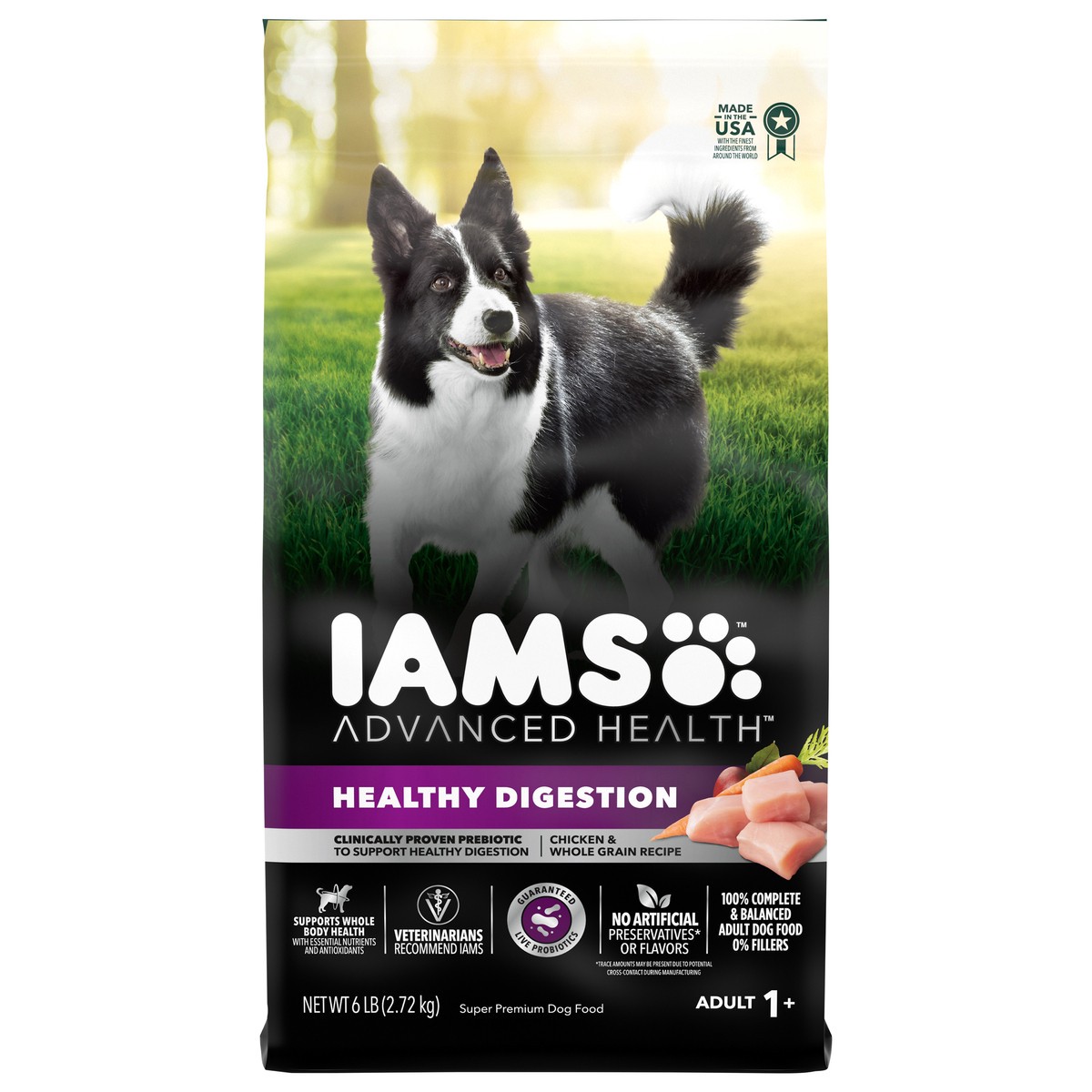 slide 1 of 9, IAMS Advanced Health Adult Healthy Digestion Dry Dog Food With Real Chicken, 6 Lb. Bag, 6 lb