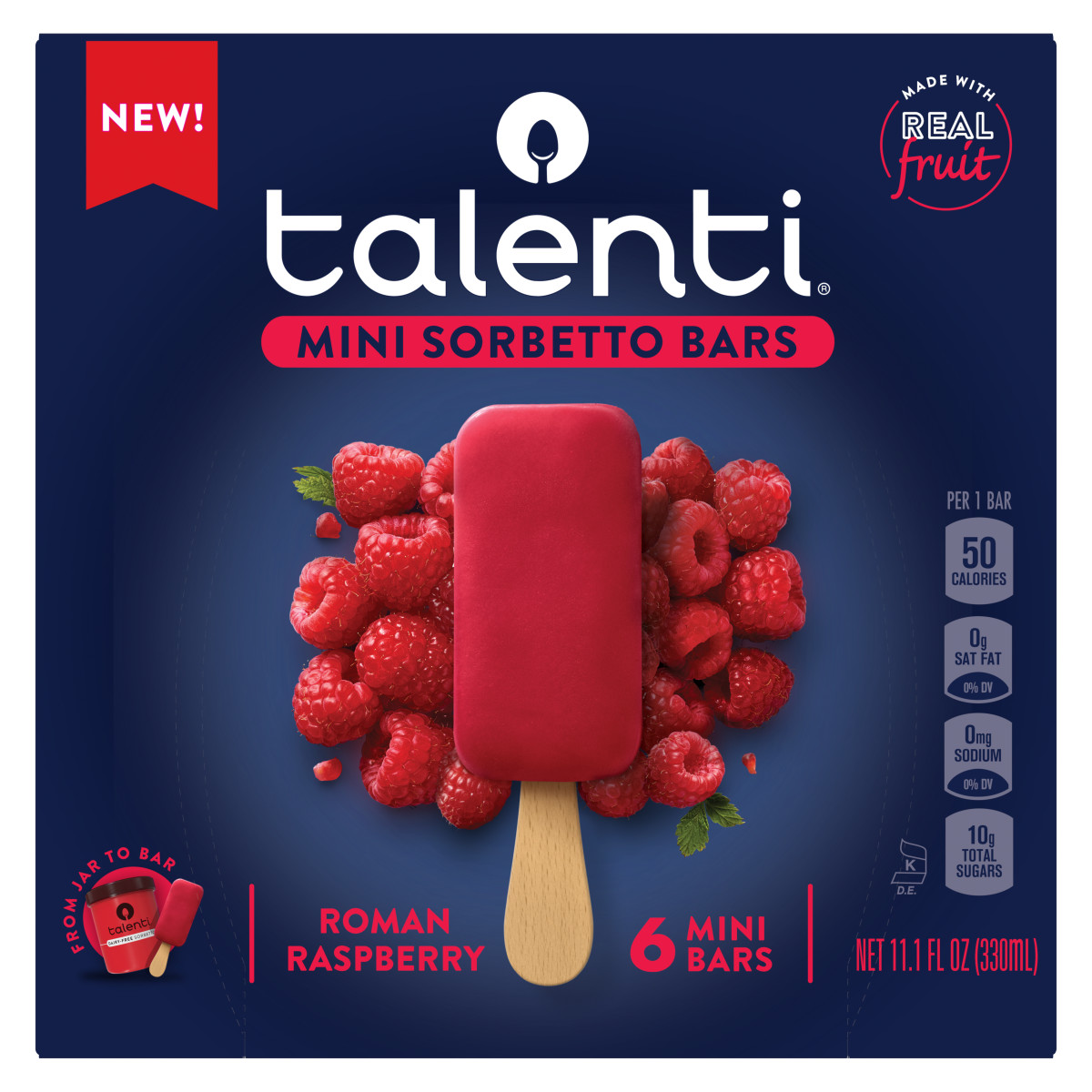 slide 4 of 4, Talenti Mini Sorbetto Fruit Bar Roman Raspberry 11.1 Oz, 6 ct