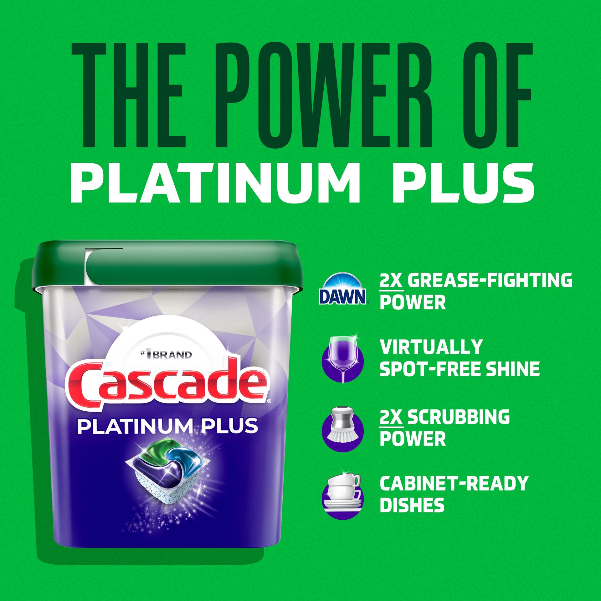 slide 4 of 6, Cascade Platinum + Oxi Dishwasher Pods, Dishwasher Detergent, Dish Detergent Soap, Fresh, 59 Count, 59 ct