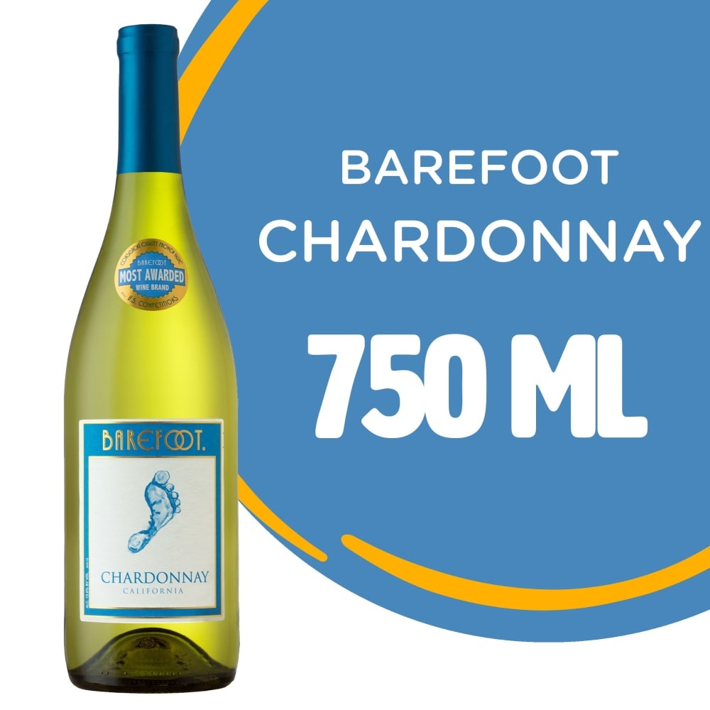 slide 1 of 4, Barefoot Chardonnay, 750 ml