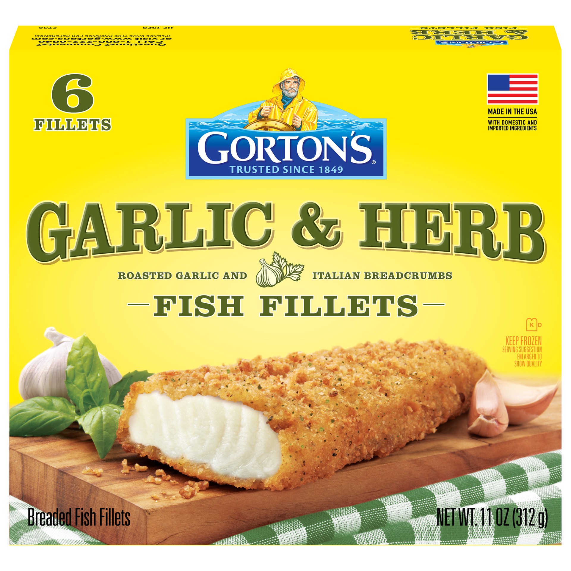 slide 4 of 8, Gorton's Roasted Garlic And Italian Herb Artisan Fish Fillets - 11 Oz, 11 oz