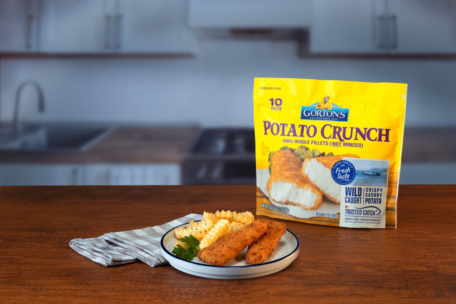 slide 8 of 8, Gorton's Potato Crunch Breaded Fish Fillets Bag - 10 Count, 18.2 oz