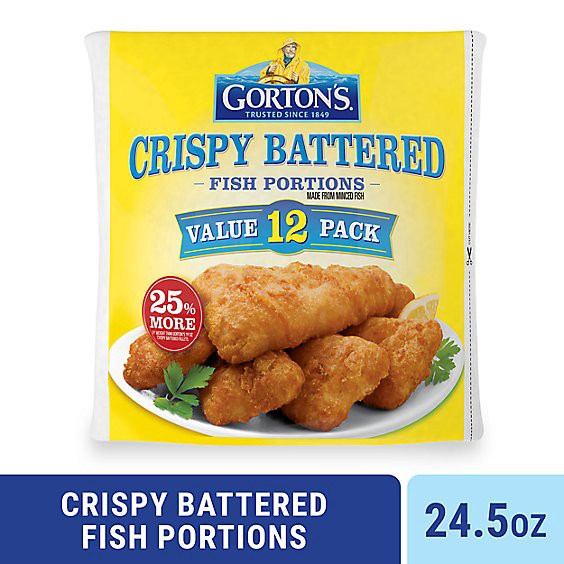 slide 1 of 1, Gorton's Crispy Battered Fish Portions - 24.5 Oz, 24.5 oz