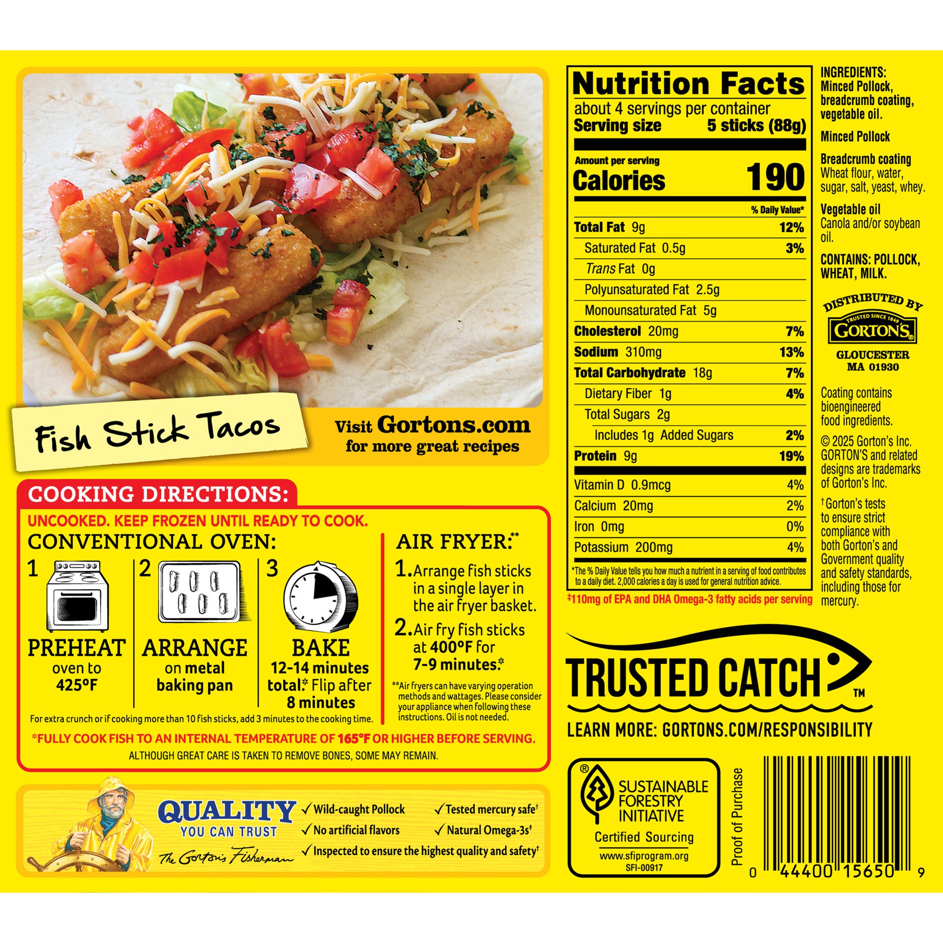 slide 2 of 8, Gorton's Crunchy Breaded Fish Sticks - 11.4 Oz, 11.4 oz