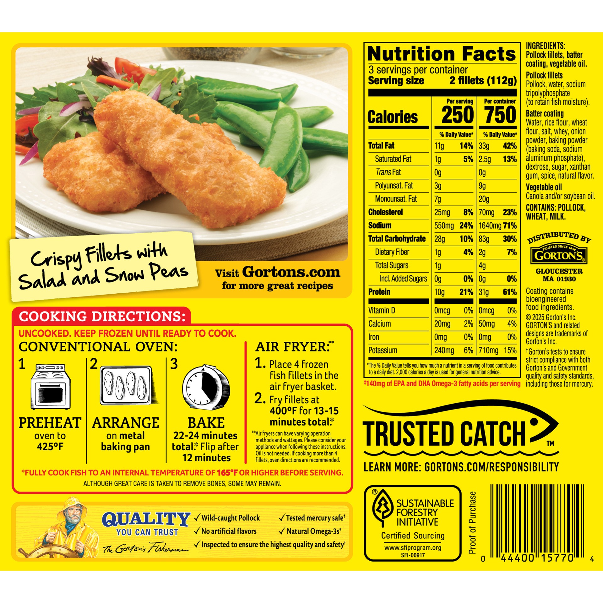 slide 6 of 8, Gorton's Crispy Battered Fish Fillets - 11.4 Oz, 11.4 oz