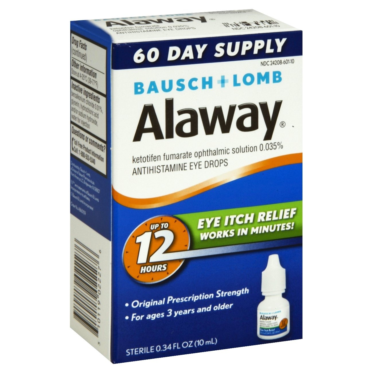 slide 1 of 1, Bausch + Lomb Alaway Eye Drops, 0.34 oz