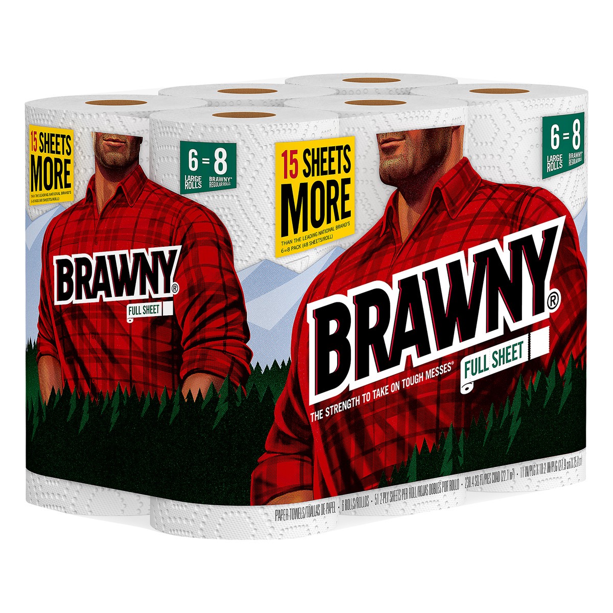 slide 3 of 4, Brawny 2-Ply Large Rolls Full Sheet Paper Towels 6.0 ea, 6 ct