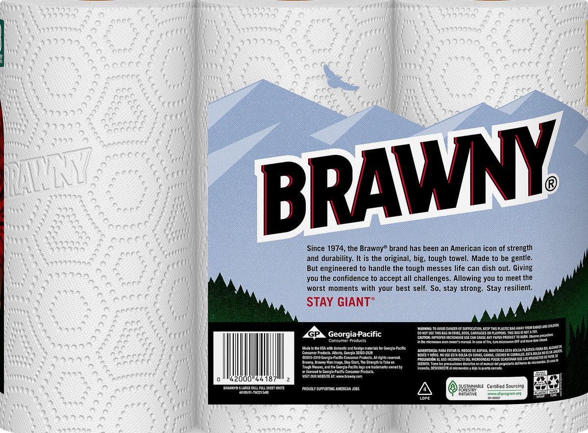 slide 2 of 4, Brawny 2-Ply Large Rolls Full Sheet Paper Towels 6.0 ea, 6 ct