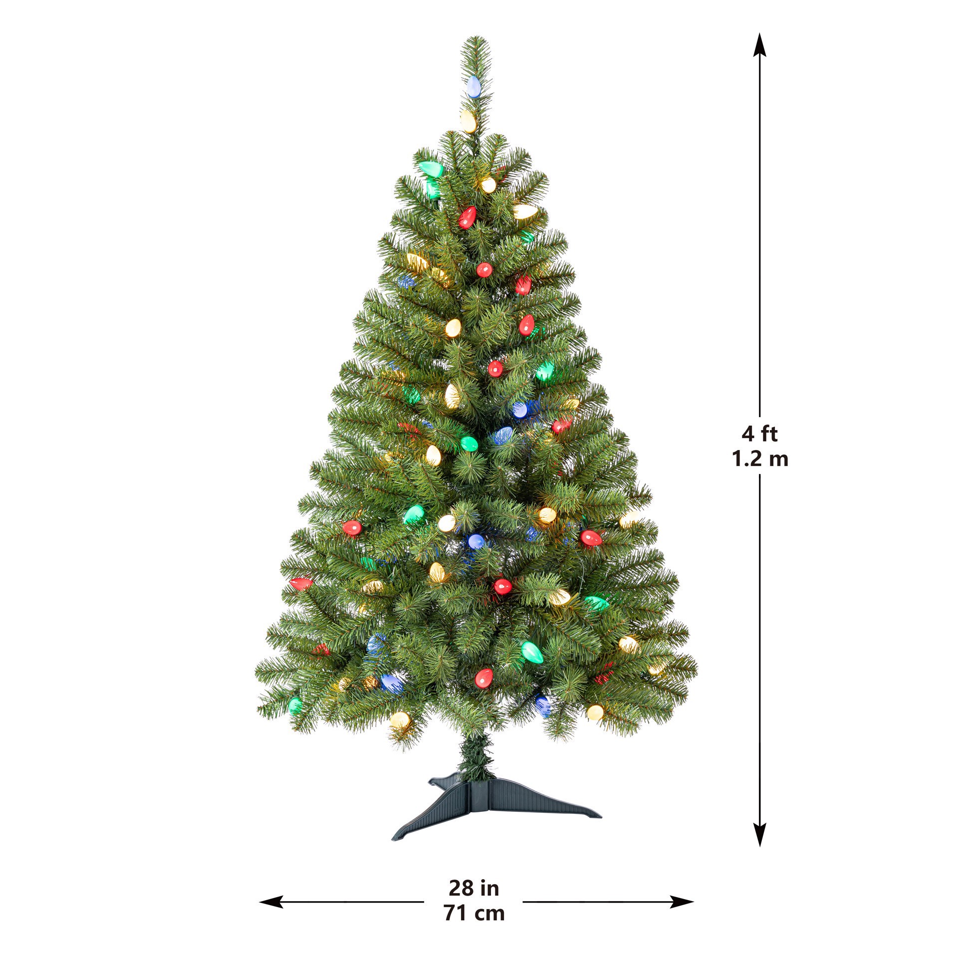slide 6 of 9, 4ft. Pre-Lit Lakewood Spruce Artifical Christmas Tree, C7 Multicolor Led Lights By Ashland, 4 ft