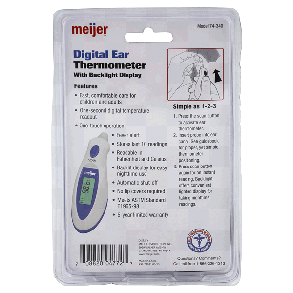 slide 8 of 9, Meijer Digital Ear Thermometer, 1 ct