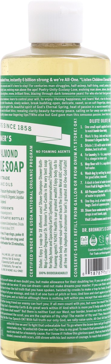 slide 3 of 9, Dr. Bronner's 18-in-1 Hemp Almond Pure-Castile Soap 16 fl oz, 16 fl oz