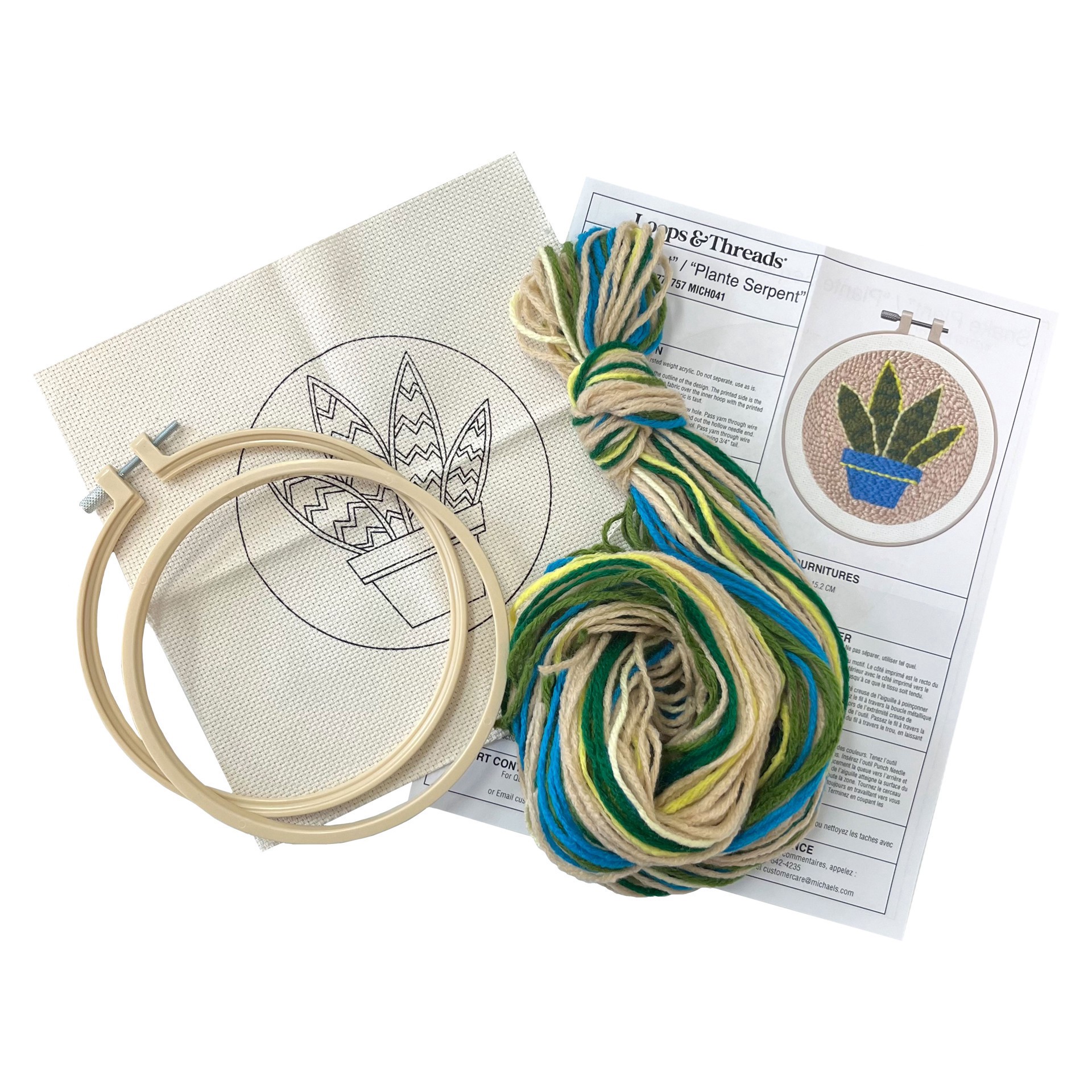 slide 2 of 3, 6" Snake Plant Punch Needle Kit By Loops & Threads, 6 in