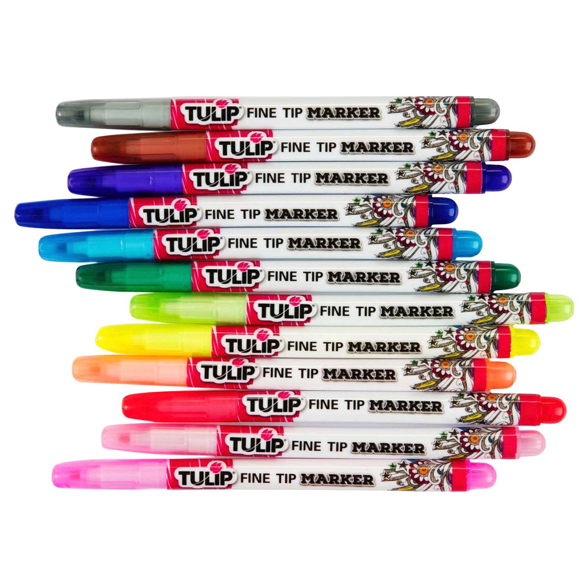 slide 3 of 3, Tulip Fabric Markers Fine Bullet Tip Rainbow, 12 ct