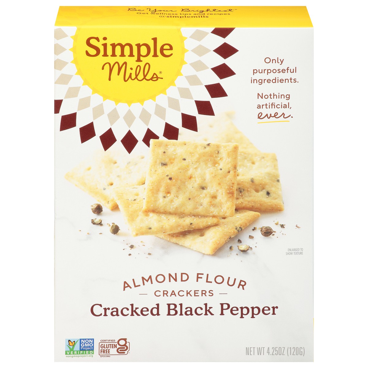 slide 1 of 14, Simple Mills Cracked Black Pepper Almond Flour Crackers, 4.25 oz