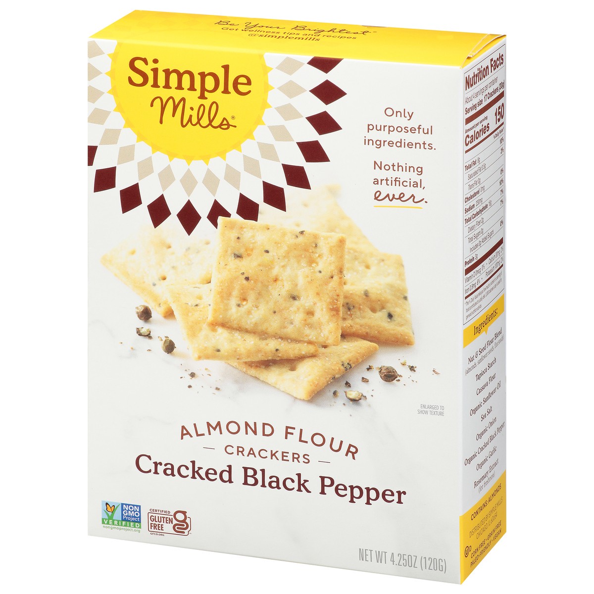 slide 8 of 14, Simple Mills Cracked Black Pepper Almond Flour Crackers, 4.25 oz