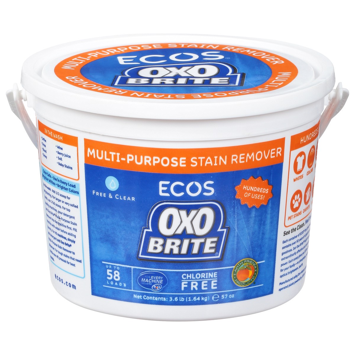 slide 1 of 11, Ecos Oxo Brite Multi-Purpose Free & Clear Stain Remover 3.6 lb, 3.6 lb