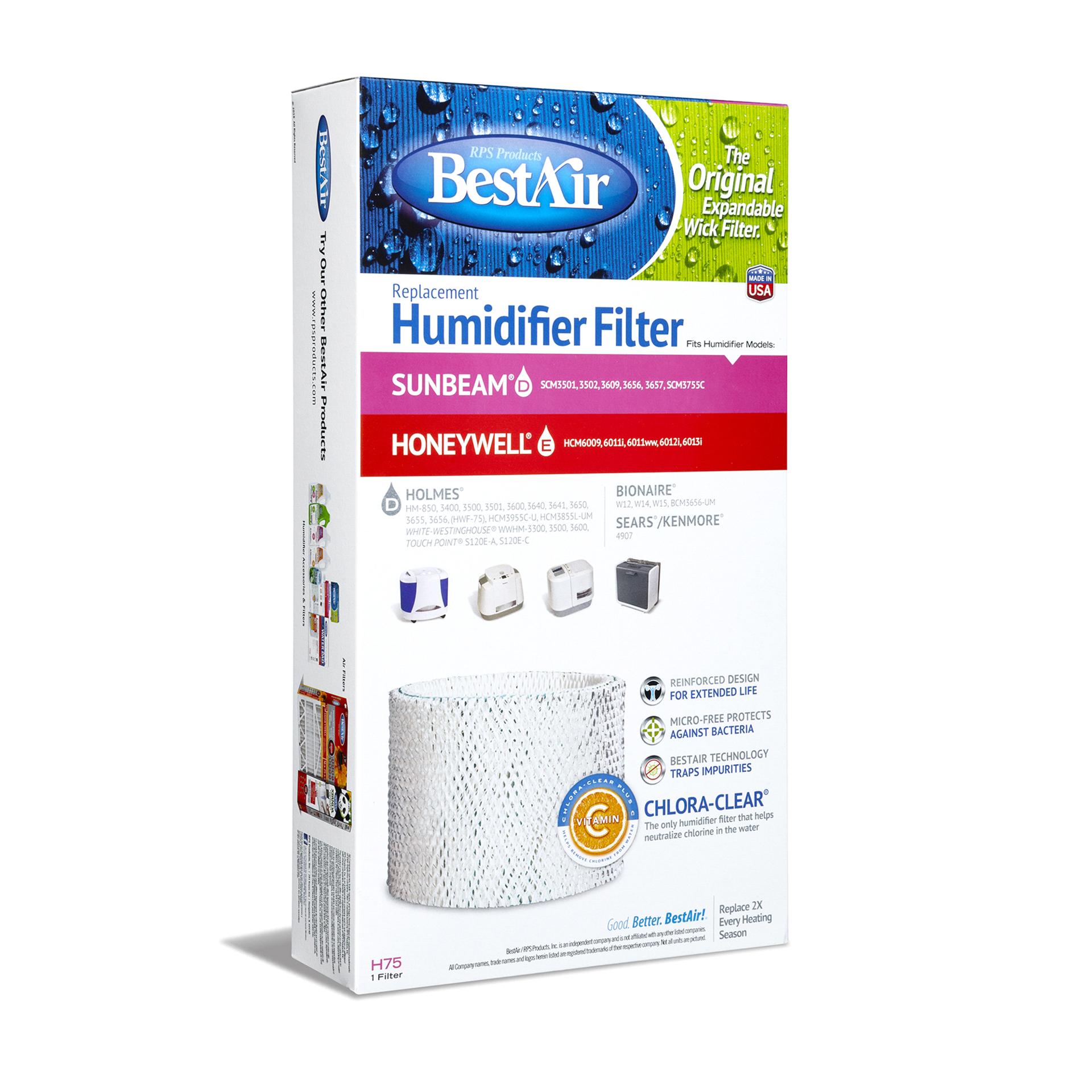 slide 4 of 5, BestAir Replacement Humidifier Wick Filter, 1 ct
