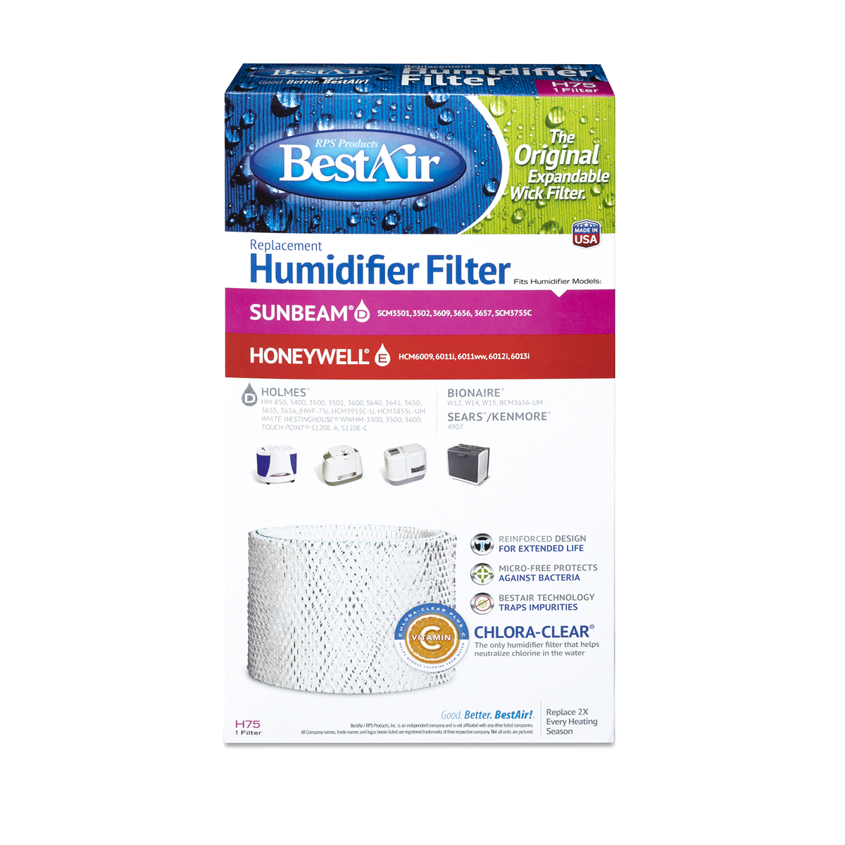 slide 1 of 5, BestAir Replacement Humidifier Wick Filter, 1 ct