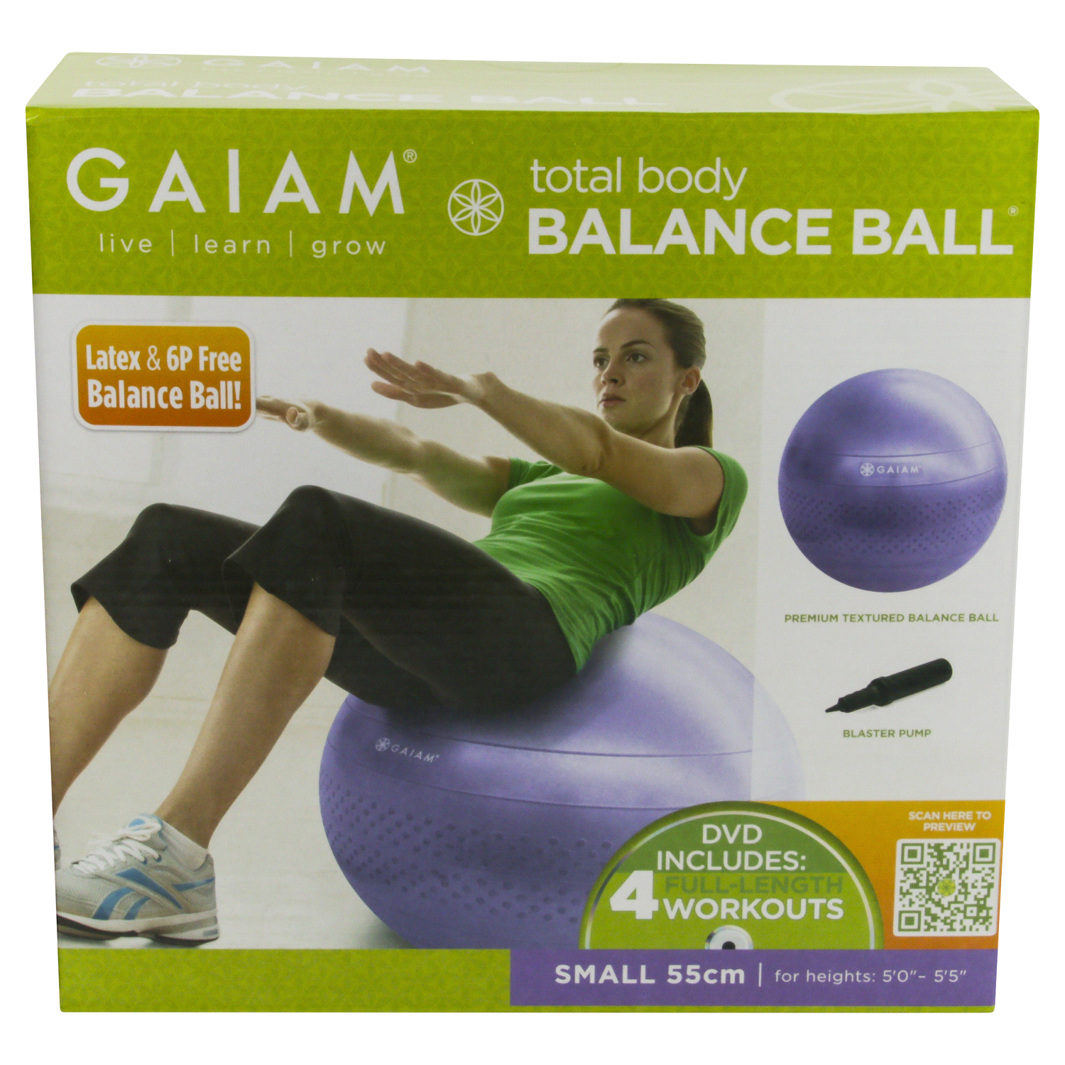 slide 1 of 4, Gaiam Total Body 55cm Balance Ball Kit, 1 ct