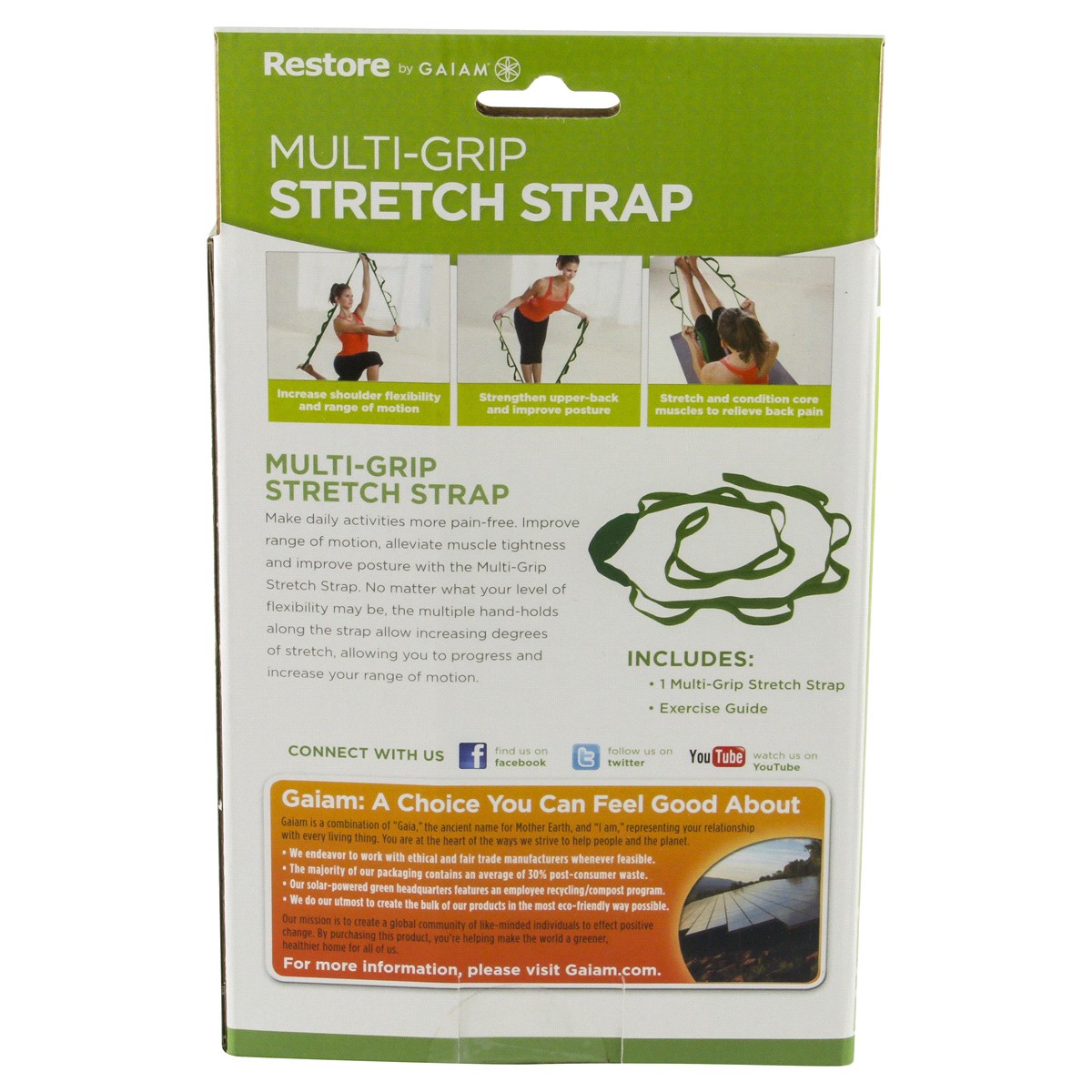 slide 3 of 5, Gaiam Restore Multi-Grip Stretch Strap 1 ea, 1 ct