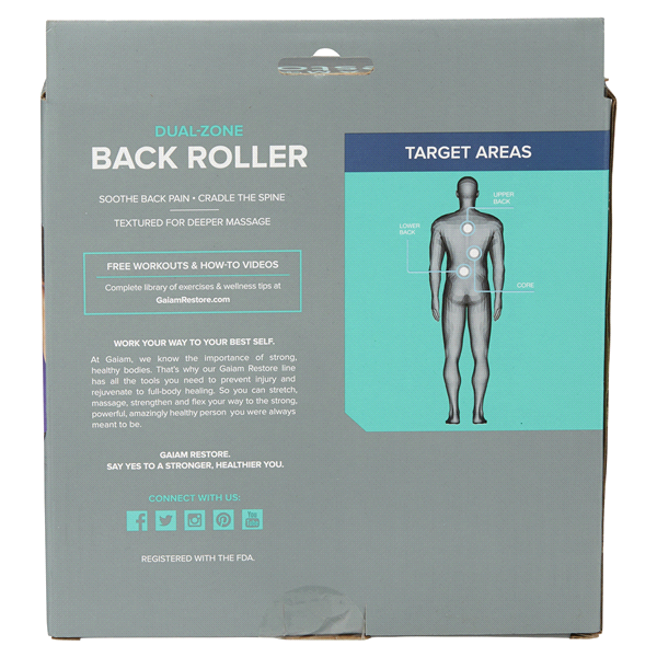 slide 10 of 29, Gaiam Restore Dual-Zone Back Massage Roller, 1 ct