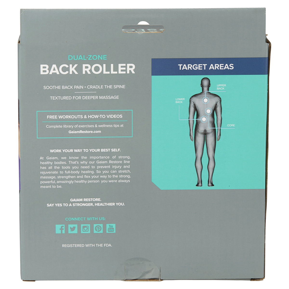 slide 4 of 29, Gaiam Restore Dual-Zone Back Massage Roller, 1 ct