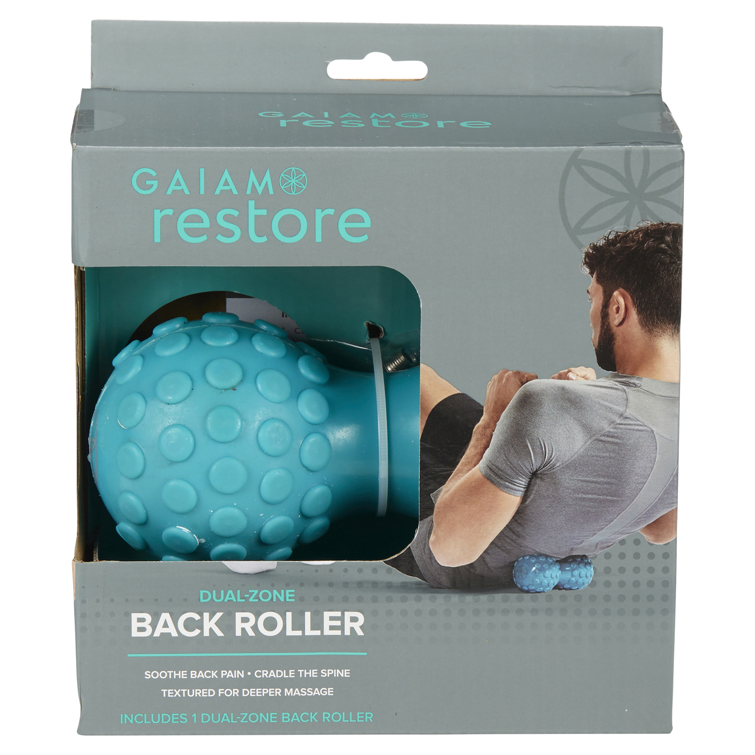 slide 1 of 5, Gaiam Restore Dual-Zone Back Massage Roller, 1 ct