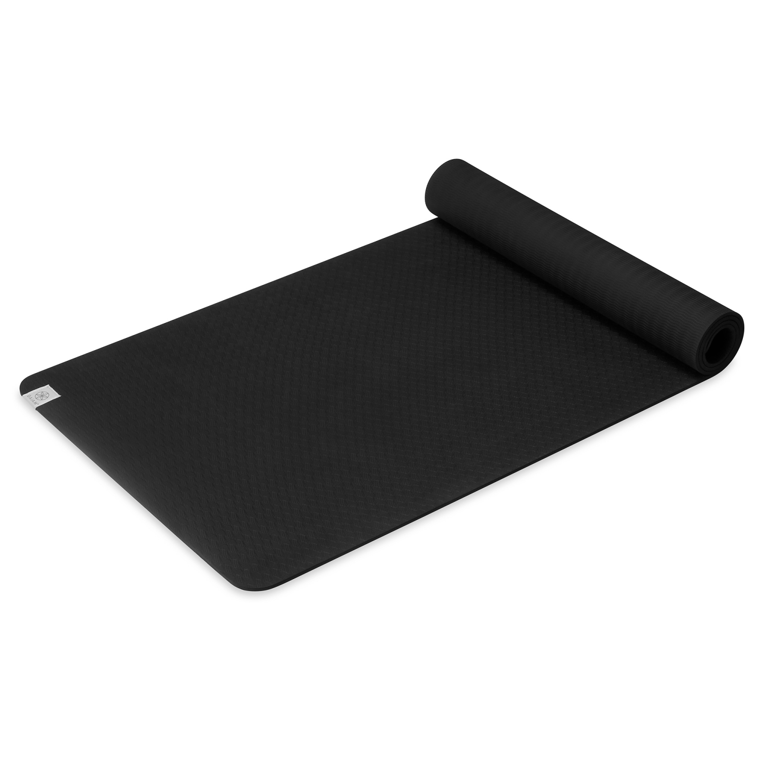 slide 1 of 3, Gaiam 6mm Black TPE Yoga Mat, 6 mm