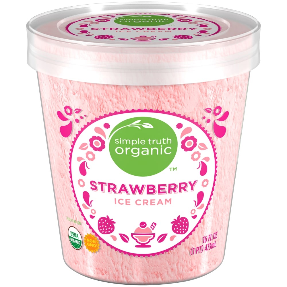 slide 1 of 1, Simple Truth Organic Ice Cream - Strawberry, 16 fl oz