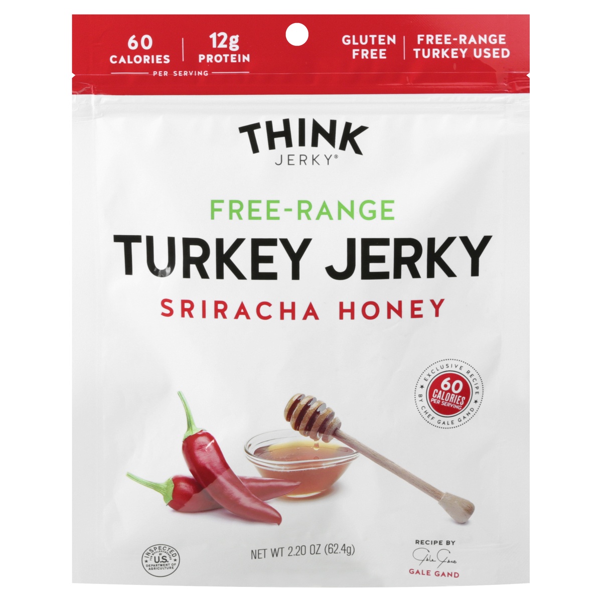 slide 1 of 1, Think Jerky Sriracha Honey Turkey Jerky, 2.2 oz