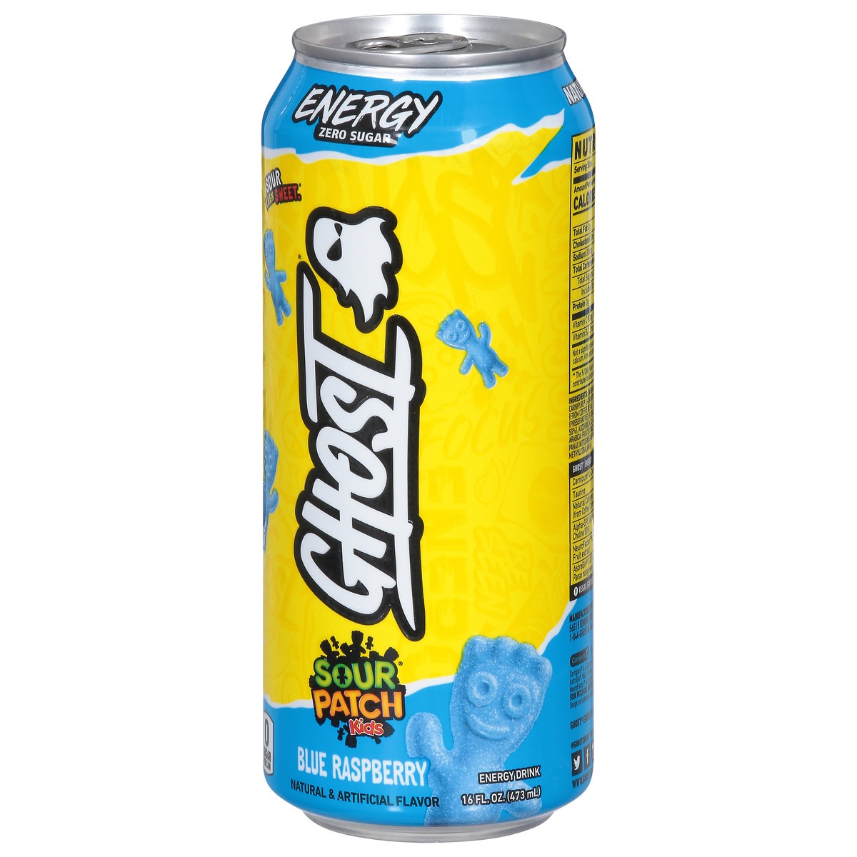 slide 2 of 9, Ghost Sour Patch Kids Blue Raspberry Energy Drink, 16 fl. oz. Can, 16 oz