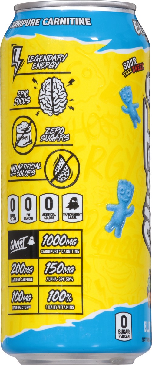 slide 9 of 9, Ghost Sour Patch Kids Blue Raspberry Energy Drink, 16 fl. oz. Can, 16 oz